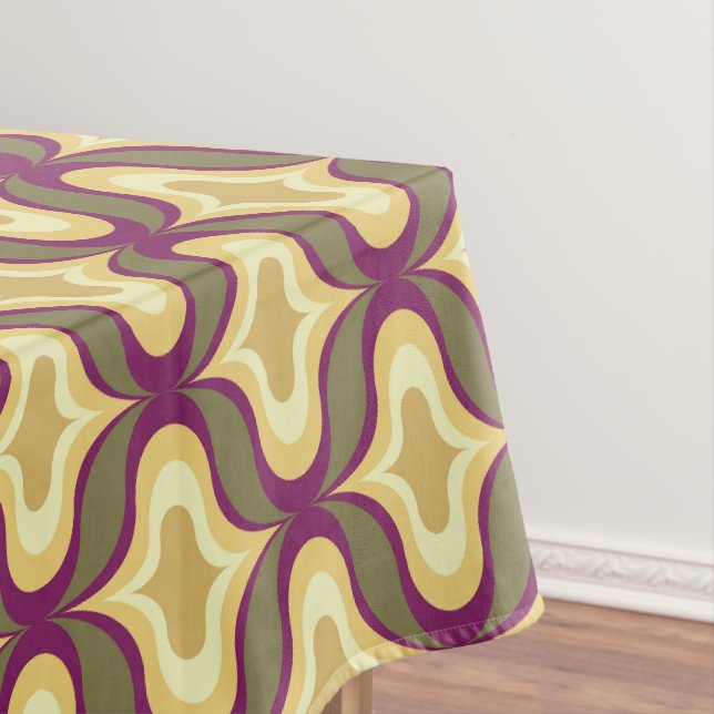 Toalha De Mesa Padrão Retro Verde Amarelo Branco  (Posição Original)
