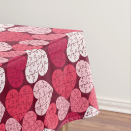 Toalha De Mesa Padrão Romântico de Coração Vermelho e Rosa Quebra