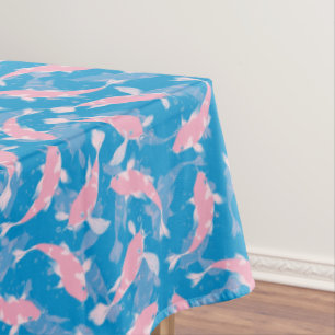 Toalha De Mesa Padrão rosa e azul - Peixe Koi
