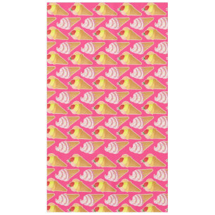 Toalha De Mesa Padrão rosa Kawaii com sorvete de morango