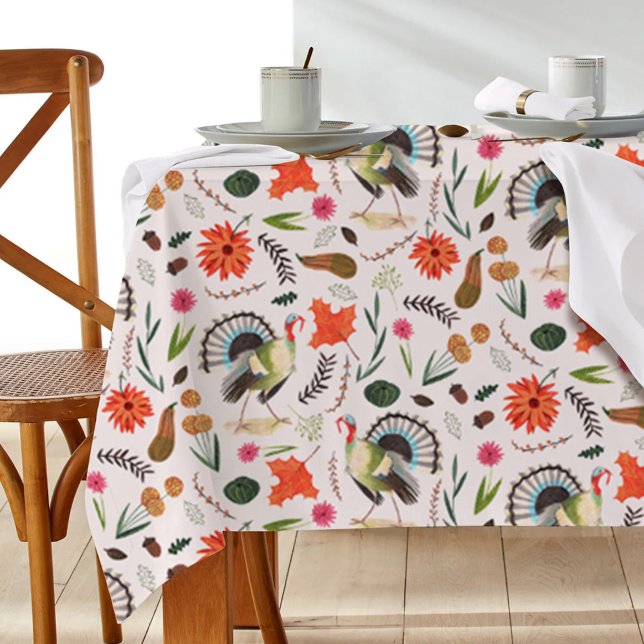 Toalha De Mesa Padrão Rustic Elegant Turkey Thankaking (Modern Elegant Turkey Thanksgiving pattern Tablecloth)
