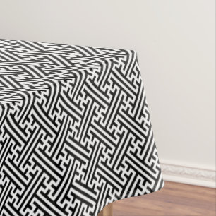 Toalha De Mesa Padrão Sayagata, japonês, preto e branco