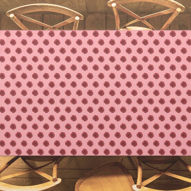 Toalha De Mesa Padrão sem costura da rosa vermelha na Tablecloth (Red Rose flower seamless pattern on tablecloth)