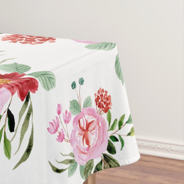 Toalha De Mesa Padrão Sem Costura de Cores Vermelhos e Rosa (Posição Original)