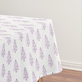 Toalha De Mesa Padrão Simples de Árvore de Natal Branco e Roxo