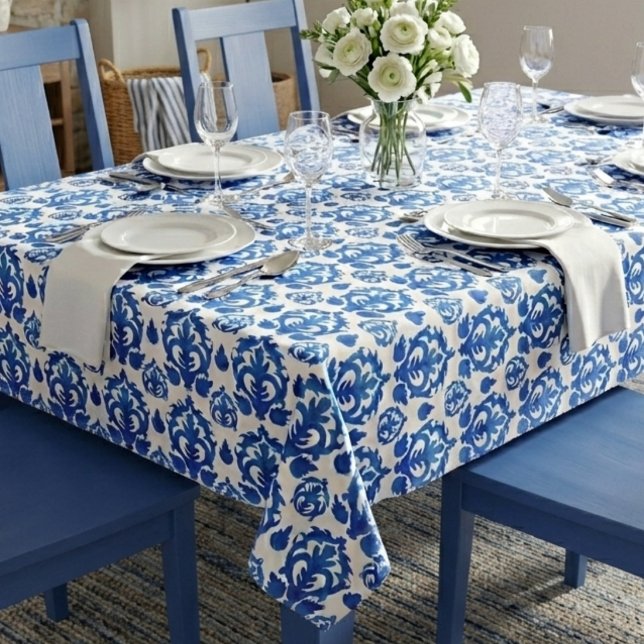 Toalha De Mesa Padrão Toile Francês Azul (Criador carregado)