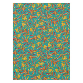 Toalha De Mesa Padrão Tropical com Folhas Vermelhas e Amarelas