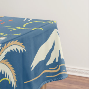 Toalha De Mesa Padrão tropical do Surf retroativo