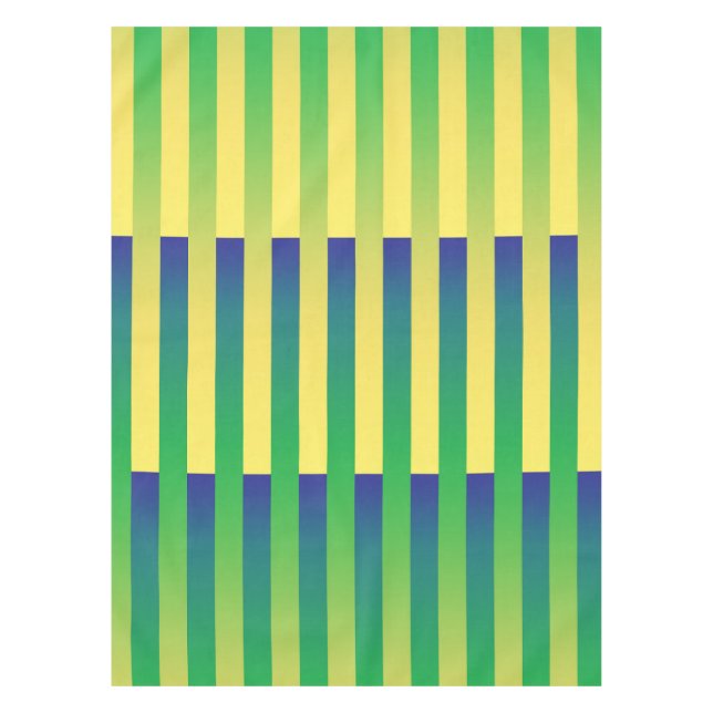 Toalha De Mesa Padrão Verde Amarelo Azul Striped (Frente)