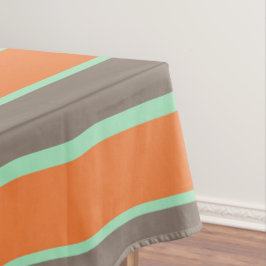 Toalha De Mesa Padrão verde, cinza e listras laranja