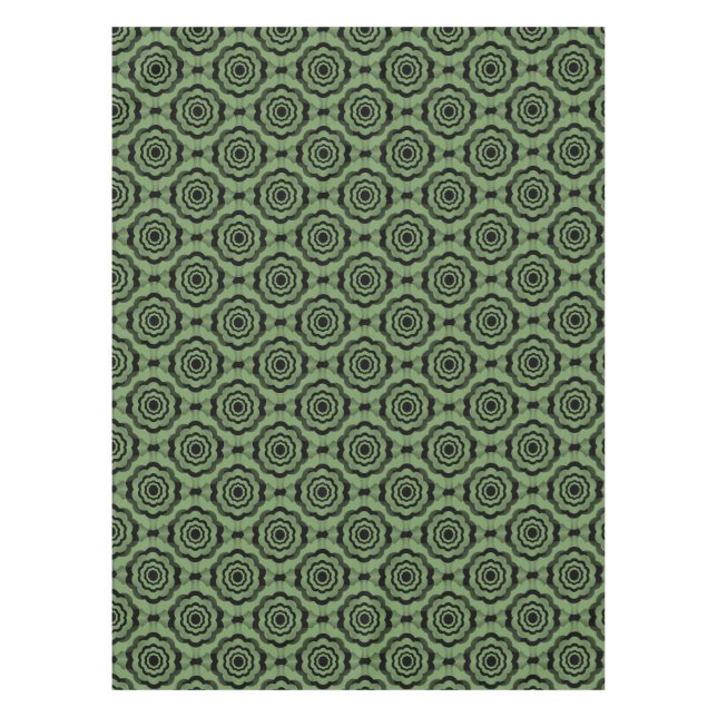 Toalha De Mesa Padrão Verde de Flor Preto Sem Olho (Frente)