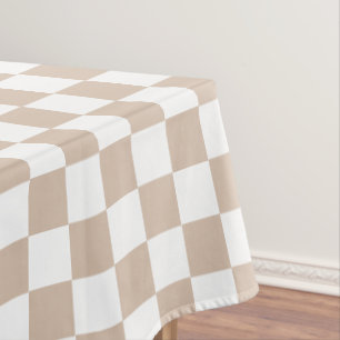 Toalha De Mesa Padrão Verificado de Café Dinâmico Retroativo e Ca