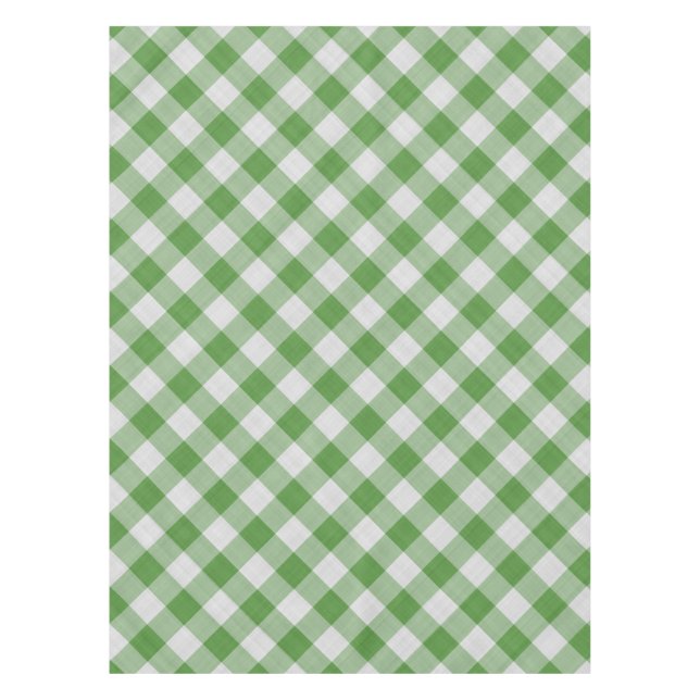 Toalha De Mesa Padrão Verificado de Xadrez de Gingham Branco Verd (Frente)