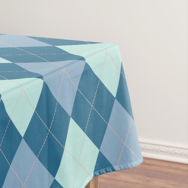 Toalha De Mesa Padrão Vintage Argyle Azul (Posição Original)