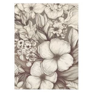 Toalha De Mesa Padrão Vintage Floral Sepia (10)