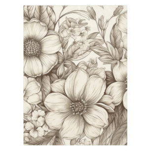 Toalha De Mesa Padrão Vintage Floral Sepia (13)