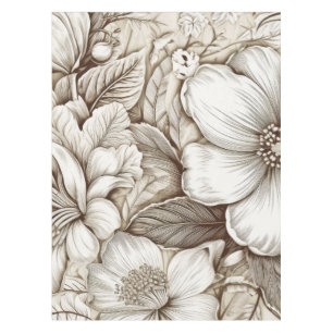 Toalha De Mesa Padrão Vintage Floral Sepia (15)
