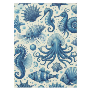 Toalha De Mesa Padrão Vintage Sealife