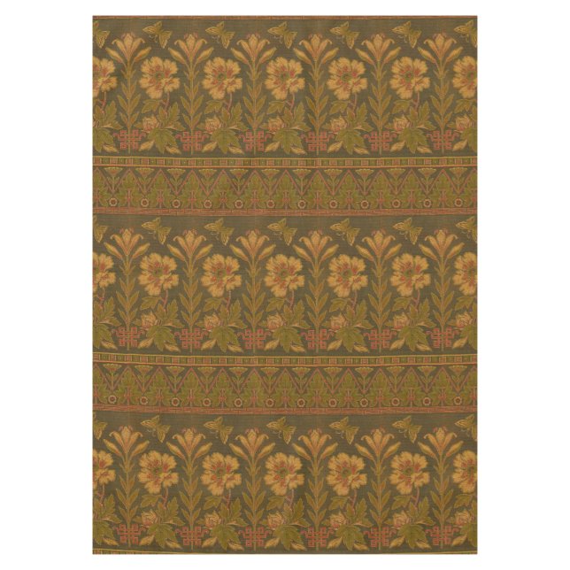 Toalha De Mesa Padrão Vitoriano Era 1870 Borboletas e Flores (Frente)