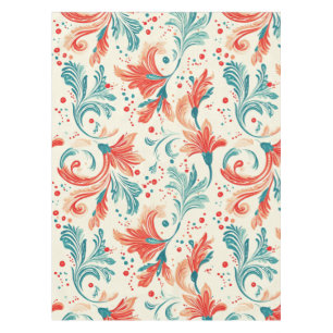 Toalha De Mesa Padrão Whimsical Blue e Red Paisley Leaf