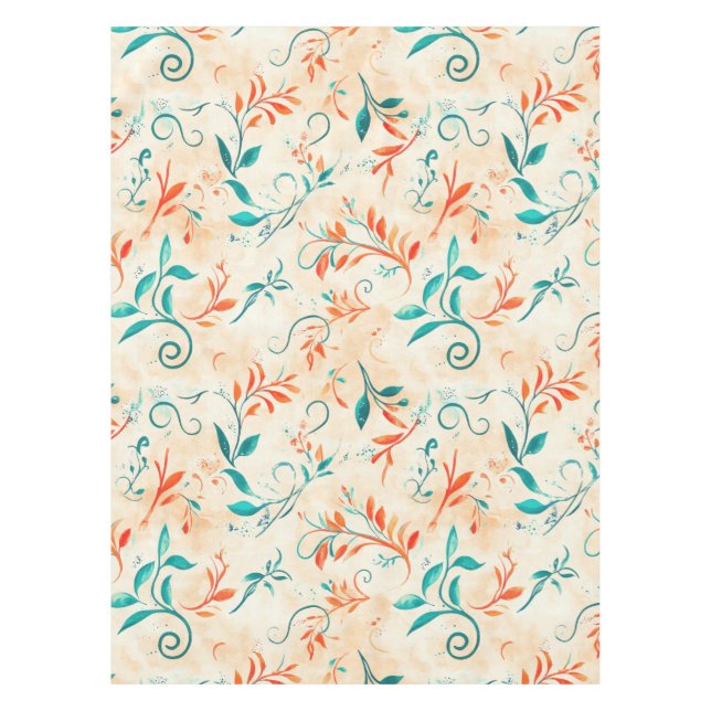 Toalha De Mesa Padrão Whimsical Blue e Red Paisley Leaf (2) (Frente)