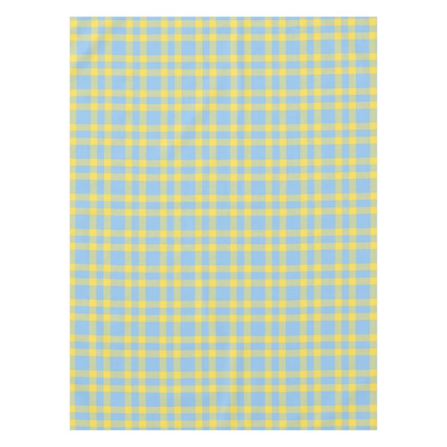 Toalha De Mesa Padrão Xadrez Azul Amarelo (Frente)