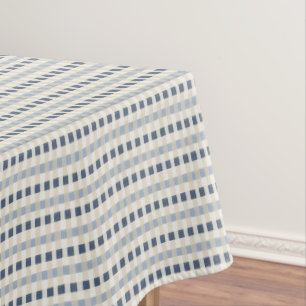 Toalha De Mesa Padrão Xadrez Azul Costeiro Pintado à Mão Sem Cost