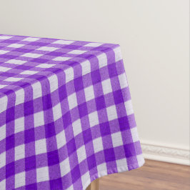 Toalha De Mesa Padrão Xadrez Branco e Roxo | Xadrez de Algodão