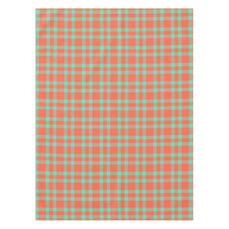 Toalha De Mesa Padrão Xadrez Coral Aquamarine