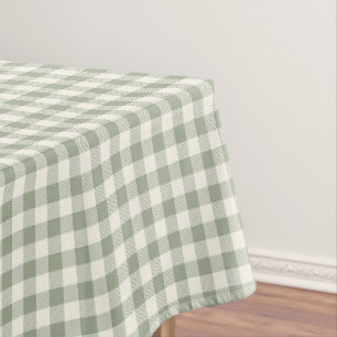 Toalha De Mesa Padrão Xadrez Cottagecore Bege Sage