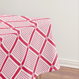 Toalha De Mesa Padrão xadrez geométrico vermelho e branco retrô