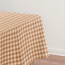 Toalha De Mesa Padrão Xadrez Laranja Queimado de Outono