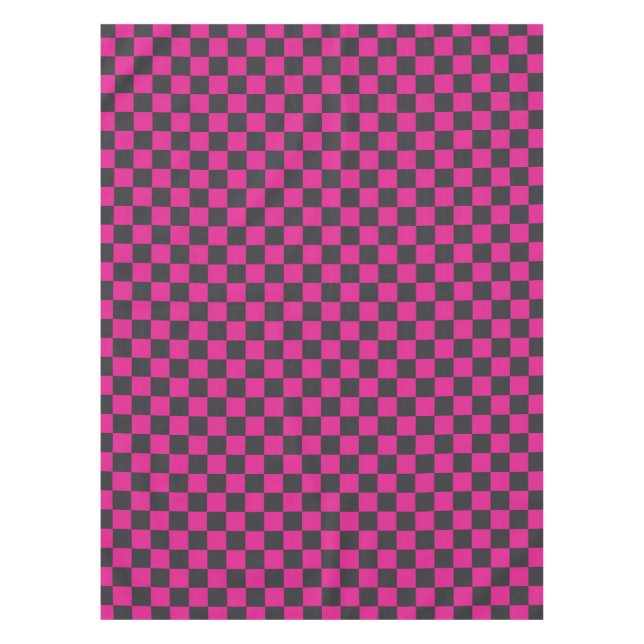 Toalha De Mesa Padrão xadrez magenta e fumaça (Frente)