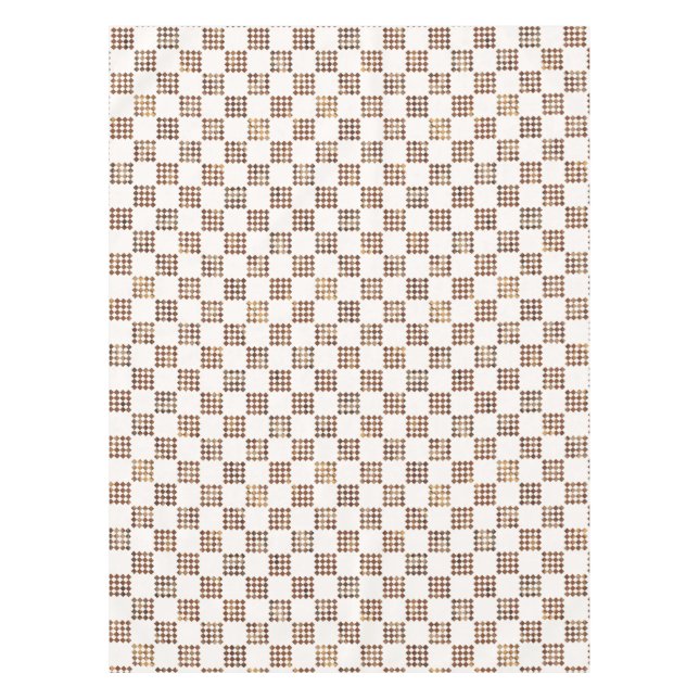 Toalha De Mesa Padrão Xadrez Marrom e Bege Atemporal (Frente)