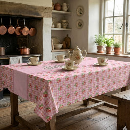 Toalha De Mesa Padrão Xadrez Rosa Morango Gingham