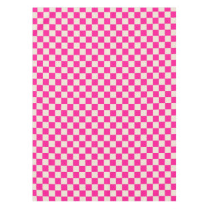 Toalha De Mesa Padrão xadrez rosa quente e bege