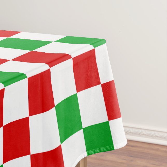 Toalha De Mesa Padrão Xadrez Vermelho Branco Verde Design  (Posição Original)