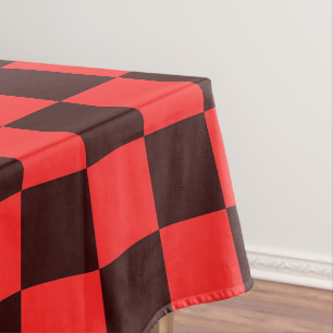 Toalha De Mesa Padrão Xadrez Vermelho e Preto em Negrito