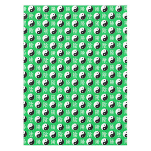 Toalha De Mesa Padrão Yinyang Chinês de Fundo Verde