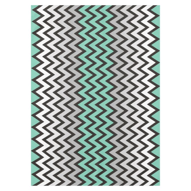 Toalha De Mesa Padrão ZIGZAG - cinza branca preta + sua ideia (Frente)