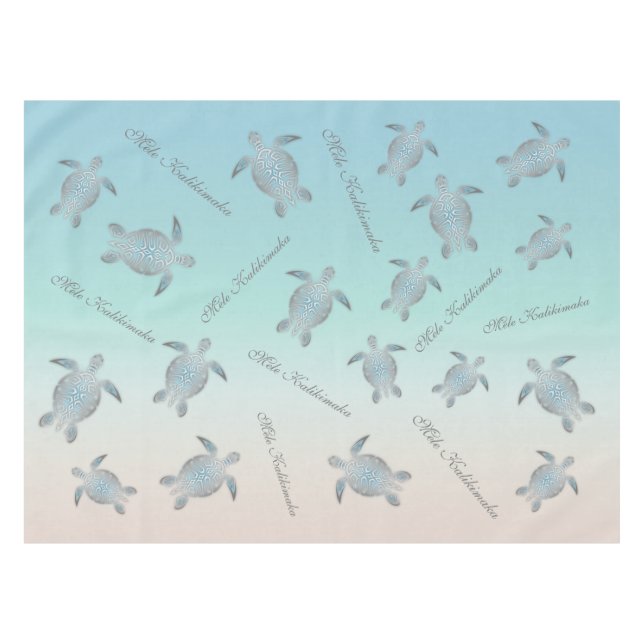 Toalha De Mesa Padrões Costeiros Das Tartarugas Do Mar De Prata  (Frente (Horizontal))
