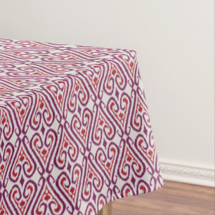 Toalha De Mesa Padrões de damasco ikat vermelhos e roxos colorido