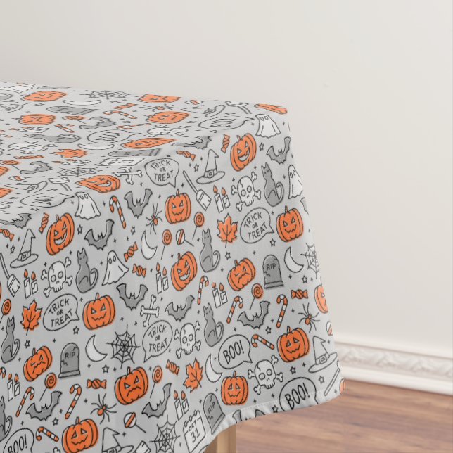 Toalha De Mesa Padrões de Doodle de Halloween para Crianças Bonit (Posição Original)
