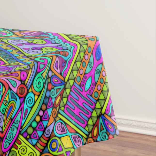 Toalha De Mesa Padrões De Mão E Digitalmente Pintados Art 5° (Posição Original)