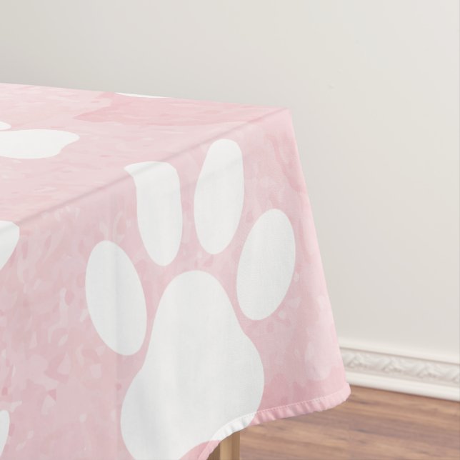 Toalha De Mesa Padrões De Patas, Pestanas Brancas, Aquarelas, Ros (Posição Original)