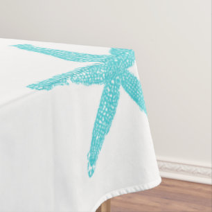 Toalha De Mesa Padrões de Starfish Festa Elegante Azul Branco