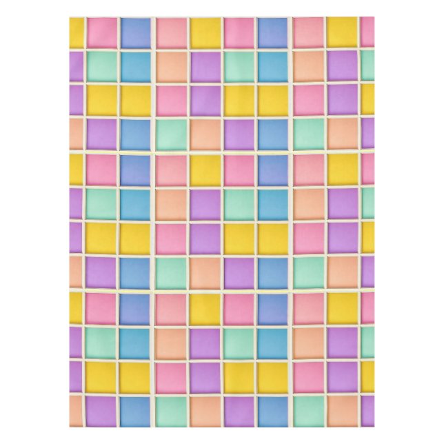 Toalha De Mesa Painel de Grade Geométrica Colorida (Frente)