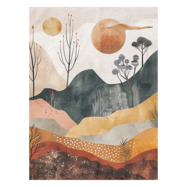 Toalha De Mesa Paisagem Boho Abstrato (15) (Frente)