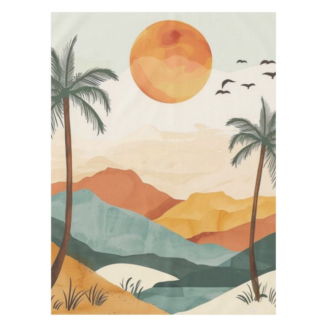 Toalha De Mesa Paisagem Boho Abstrato (16) (Frente)