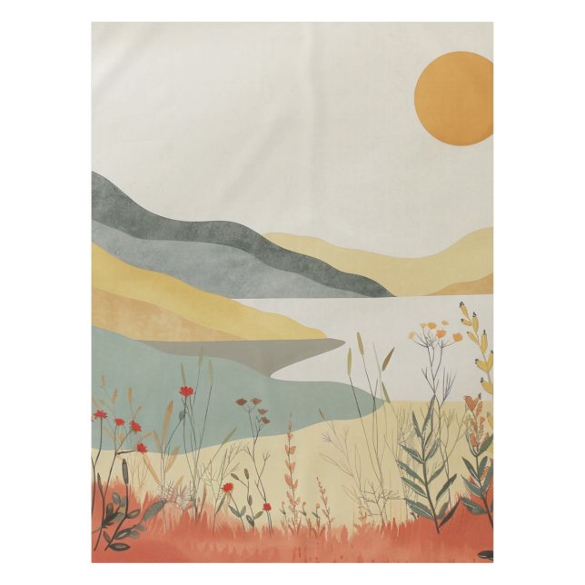 Toalha De Mesa Paisagem Boho Abstrato (25) (Frente)